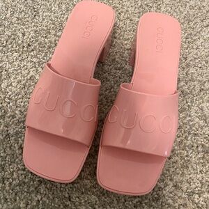Pink Rubber Gucci Slides Sz 38